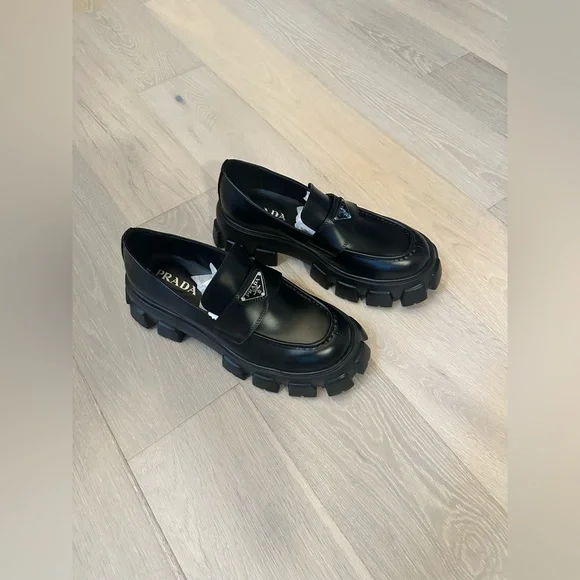 Prada | Shoes | Brand New Prada Chunky Monolith Logo Loafers  display picture 3